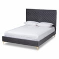 thumbnail image 1 of Baxton Studio Fabrico Blue Velvet Fabric and Gold Metal Full Size Platform Bed, 1 of 7