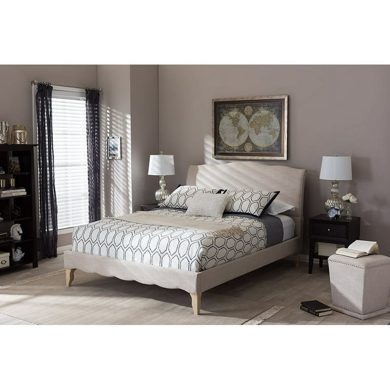 Baxton Studio Fannie French Classic Modern Style Beige Linen Fabric Full Size Platform Bed Baxton Studio Fannie French Classic Modern Style Beige Linen Fabric Full Size Platform Bed