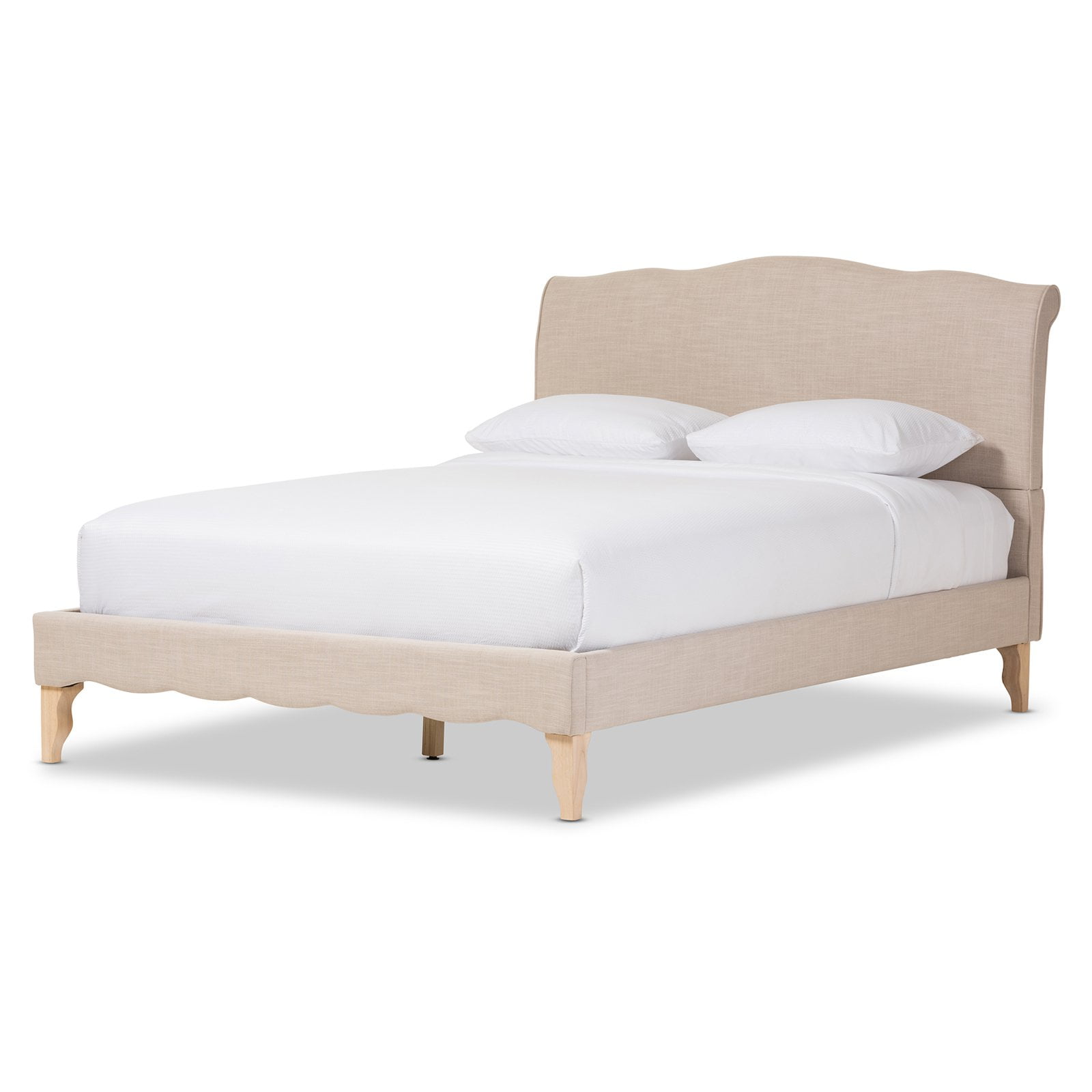 Baxton Studio Fannie French Classic Modern Style Polyester Fabric Platform Bed Multiple Sizes Multiple Colors