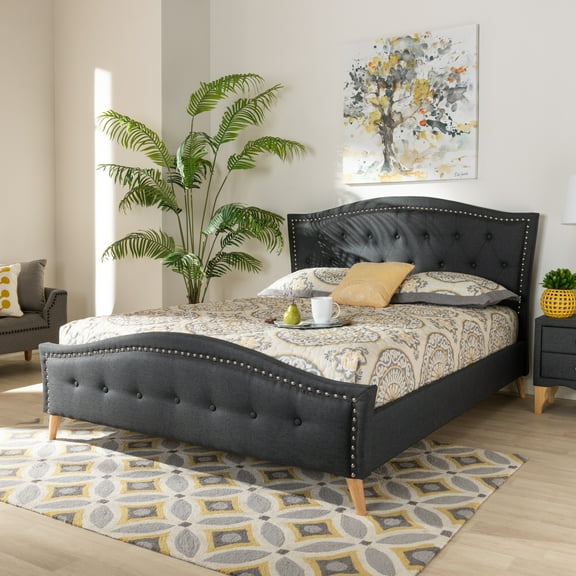 Baxton Studio Felisa Contemporary Platform Bed, King, Charcoal