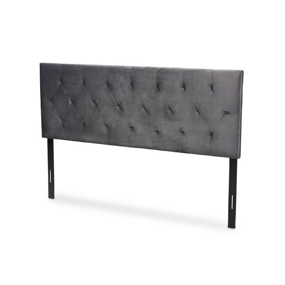 Baxton Studio Felix Modern and Contemporary Grey Velvet Fabric Upholstered Queen Size Headboard,Wholesale Interiors