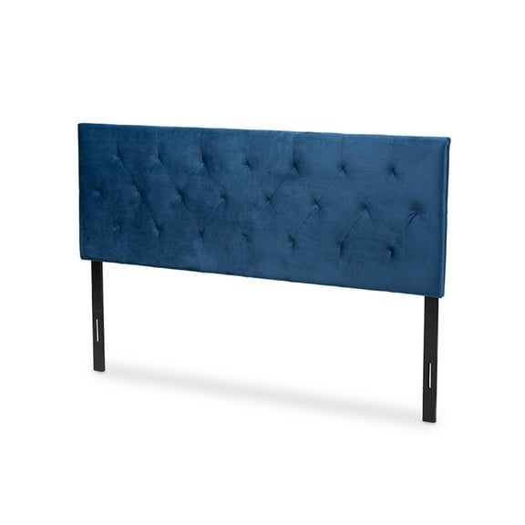 Baxton Studio Felix Modern and Contemporary Navy Blue Velvet Fabric Upholstered King Size Headboard,Wholesale Interiors