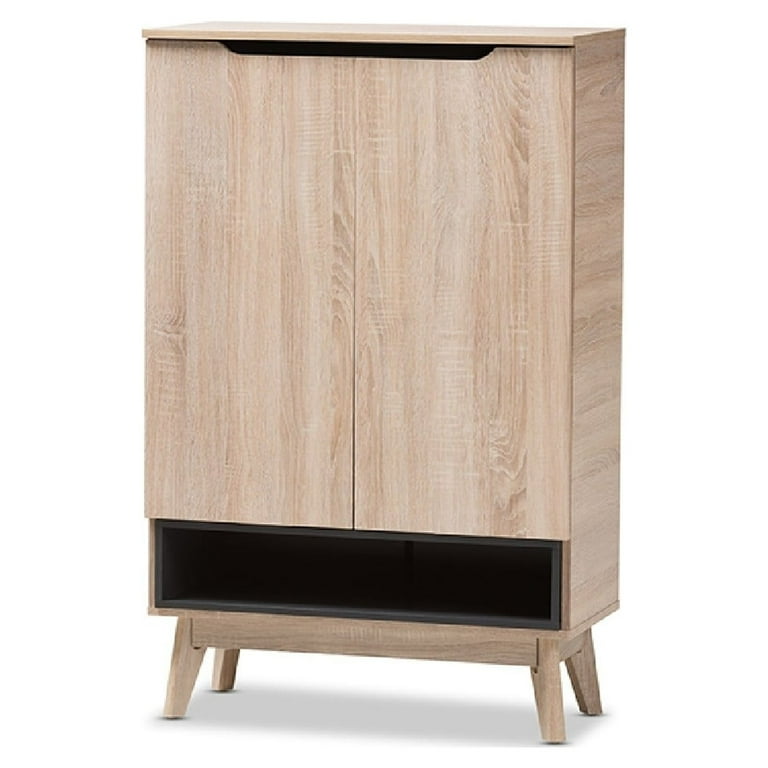 Baxton Studio Fella Mid-Century Modern Two-Tone Oak and Grey Wood Shoe Cabinet Baxton Studio Fella Mid-Century Modern Two-Tone Oak and Grey Wood Shoe Cabinet