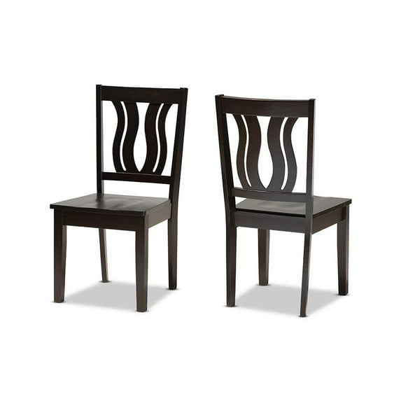 Baxton Studio Fenton Modern and Contemporary Transitional Dark Brown Finished Wood 2-Piece Dining Chair Set