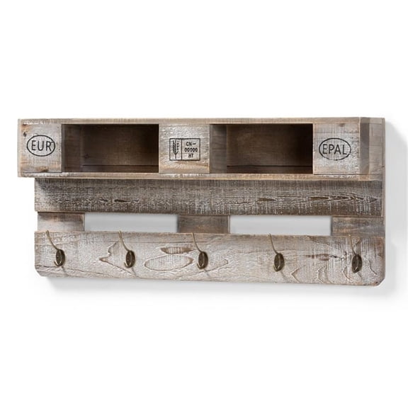 Baxton Studio Ferguson Grey Oak Finished Wood Mounted Coat Rack with Shelves