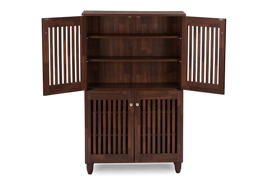 Modern 4-Door Oak Brown Shoe Cabinet by Baxton Kuwait Ubuy