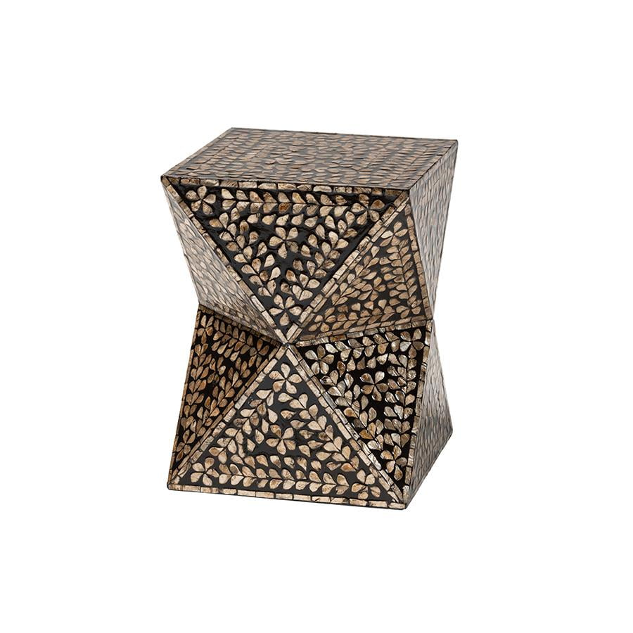 Feronia Black and Bronze Mother of Pearl Hourglass End Table