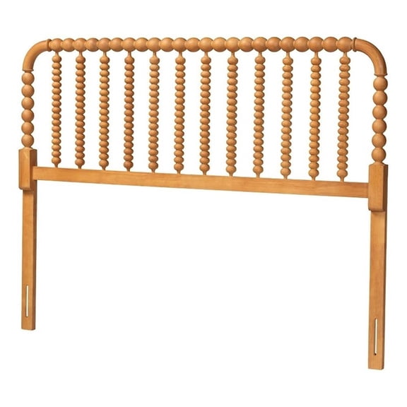 Baxton Studio Finley Turned Bobbin Headboard Crafted Wood Panel Queen Oak Brown