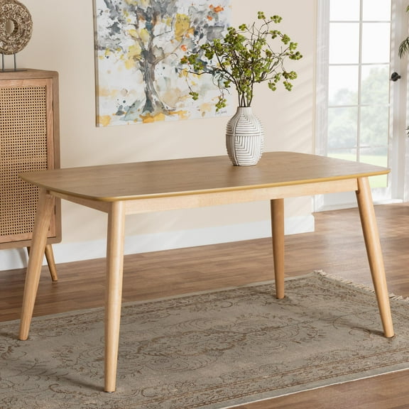 Baxton Studio Flora Mid-Century Modern Natural Oak Finished Wood Dining Table