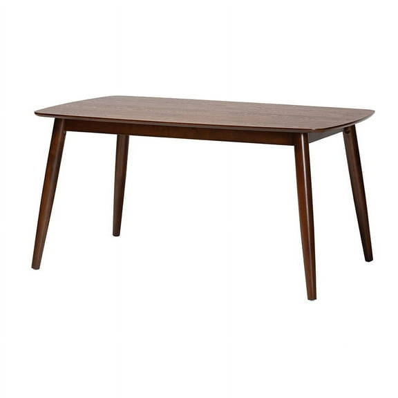 Baxton Studio Flora Mid-Century Modern Walnut Brown Finished Wood Dining Table