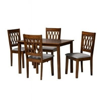 Baxton Studio Florencia Grey Fabric and Walnut Brown Wood 5-Piece Dining Set