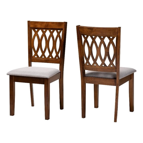 Baxton Studio Florencia Grey Fabric and Walnut Brown Wood Dining Chair