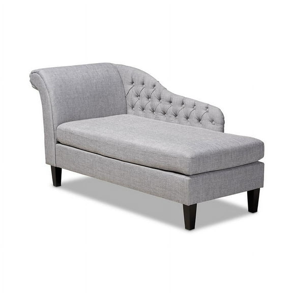 Baxton Studio Florent Modern and Contemporary Grey Fabric Upholstered Black Finished Chaise Lounge