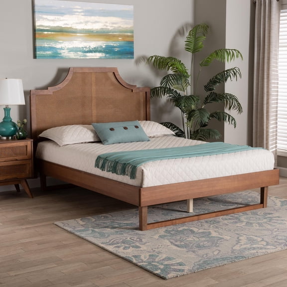 Baxton Studio Francine Mid-Century Platform Bed, King, Walnut Brown