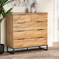 thumbnail image 1 of Baxton Studio Franklin Modern and Contemporary Oak Finished Wood and Black Finished Metal 5-Drawer Bedroom Chest, 1 of 9