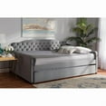 thumbnail image 1 of Baxton Studio Freda Transitional and Contemporary Grey Velvet Fabric Upholstered and Button Tufted Full Size Daybed with Trundle, 1 of 7