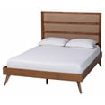 thumbnail image 1 of Baxton Studio Fuller Brown Wood King Size Platform Bed with Woven Rattan, 1 of 6