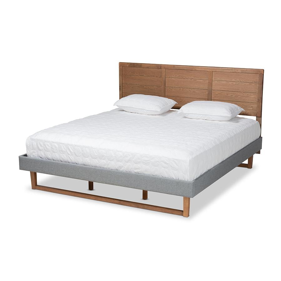 Gabriela King Dark Gray Upholstered Wood Platform Bed