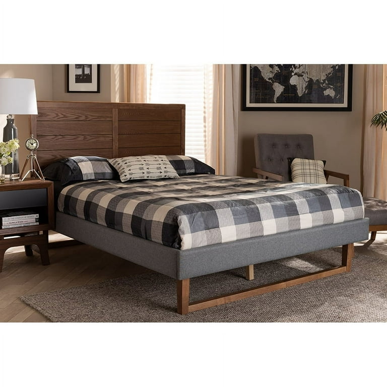 Baxton Studio Gabriela Rustic Modern Dark Grey Fabric Upholstered and Ash Walnut Brown Finished Wood Queen Size Platform Bed Baxton Studio Gabriela Rustic Modern Dark Grey Fabric Upholstered and Ash Walnut Brown Finished Wood Queen Size Platform Bed