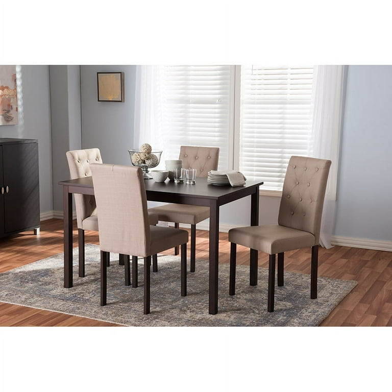 Baxton Studio Gardner Modern and Contemporary 5-Piece Dark Brown Finished Beige Fabric Upholstered Dining Set Baxton Studio Gardner Modern and Contemporary 5-Piece Dark Brown Finished Beige Fabric Upholstered Dining Set