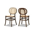 thumbnail image 1 of Baxton Studio Garold Mid-Century Modern Brown Woven Rattan and Walnut Brown Wood 2-Piece Cane Dining Chair Set, 1 of 7