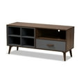 thumbnail image 1 of Baxton Studio Garrick Modern and Contemporary Two-Tone Grey and Walnut Brown Finished Wood 1-Drawer TV Stand, 1 of 7