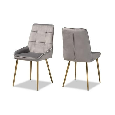 Baxton Studio Gavino Modern Luxe and Glam Grey Velvet Fabric Upholstered and Gold Finished Metal 2-Piece Dining Chair