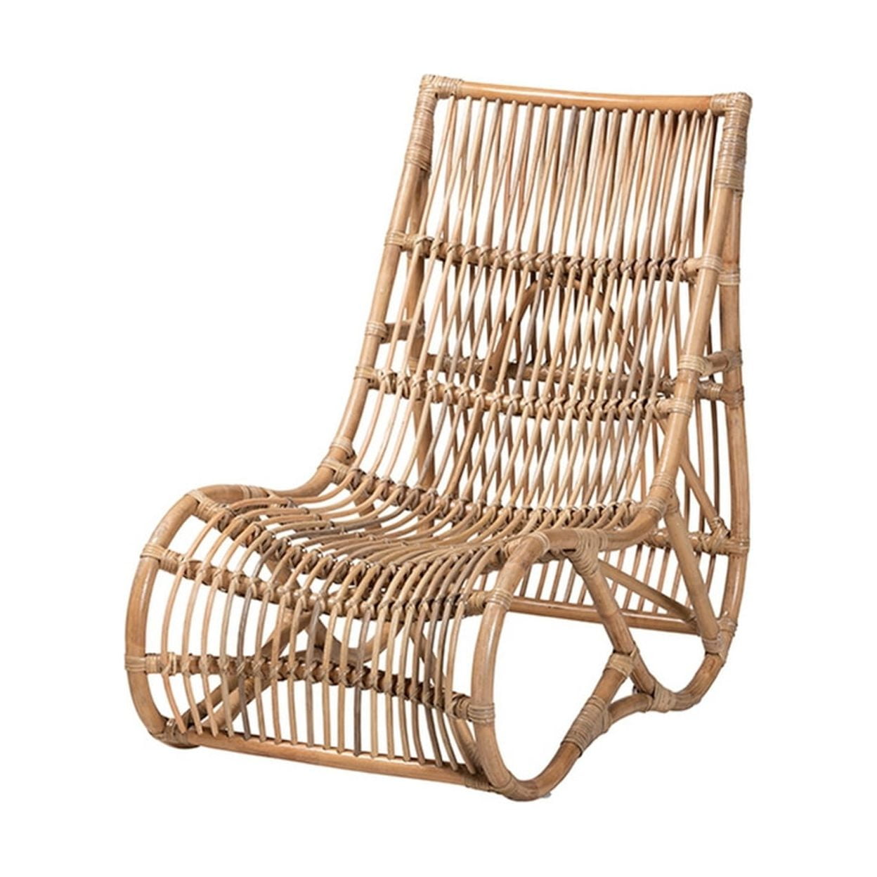Genera Natural Brown Handcrafted Bamboo Rattan Accent Chair