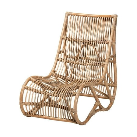 Baxton Studio Genera Modern Bohemian Natural Rattan Lounge Chair