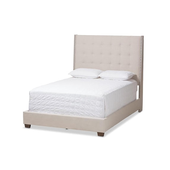 Baxton Studio Georgette Modern and Contemporary Light Beige Fabric Queen Upholstered Bed