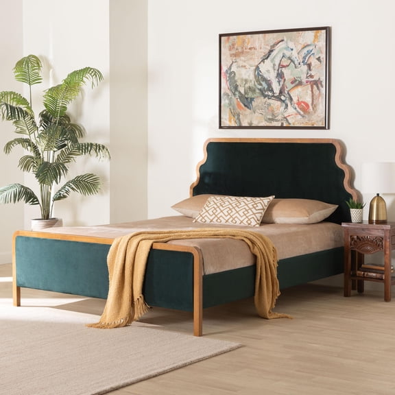 Baxton Studio Gerianne Modern Platform Bed, Queen, Green