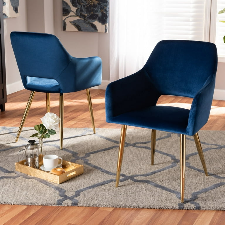 Baxton Studio Germaine Glam and Luxe Navy Blue Velvet Fabric