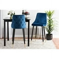 thumbnail image 1 of Baxton Studio Giada Contemporary Glam and Luxe Navy Blue Velvet Fabric and Dark Brown Finished Wood 2-Piece Bar Stool Set, 1 of 7