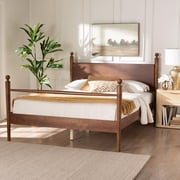 Baxton Studio Gianetta Japandi Platform Bed, Queen, Walnut Brown