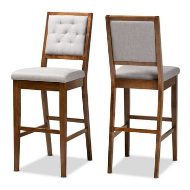 Baxton Studio Gideon Modern and Contemporary 2-Piece Wood Bar Stool Set Grey