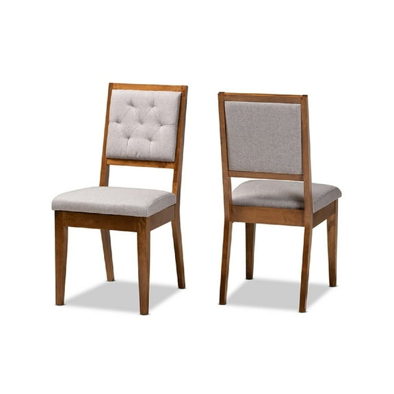 Baxton Studio Gideon Modern and Contemporary Grey Fabric Upholstered and Walnut Brown Finished Wood 2-Piece Dining Chair