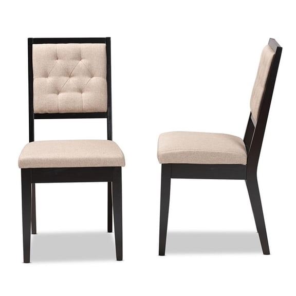 Baxton Studio Gideon Sand and Dark Brown Finished Wood 2-Piece Dining Chair Set