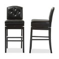 thumbnail image 1 of Baxton Studio Ginaro Modern and Contemporary Dark Brown Faux Leather Button-tufted Upholstered Swivel Bar Stool (Set of, 1 of 9