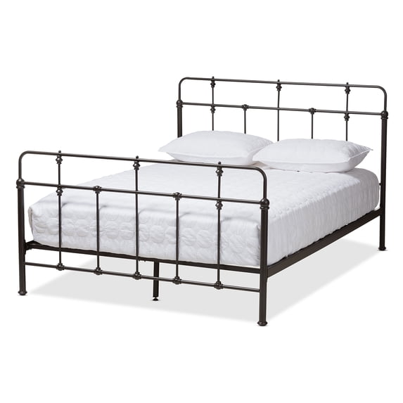 Baxton Studio Ginette Vintage Industrial Antique Black Finished Metal Platform Bed, Multiple Sizes