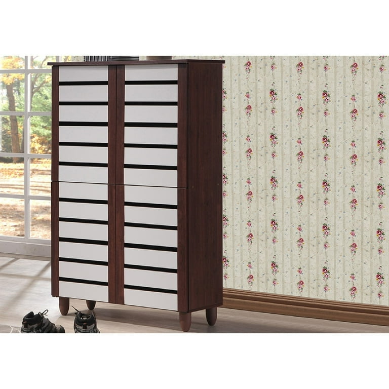 Baxton Studio Gisela Oak and White 2-tone Shoe Cabinet With 2 Doors Baxton Studio Gisela Oak and White 2-tone Shoe Cabinet With 2 Doors