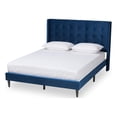 thumbnail image 1 of Baxton Studio Gothard Blue Velvet and Dark Brown Wood King Size Platform Bed, 1 of 9