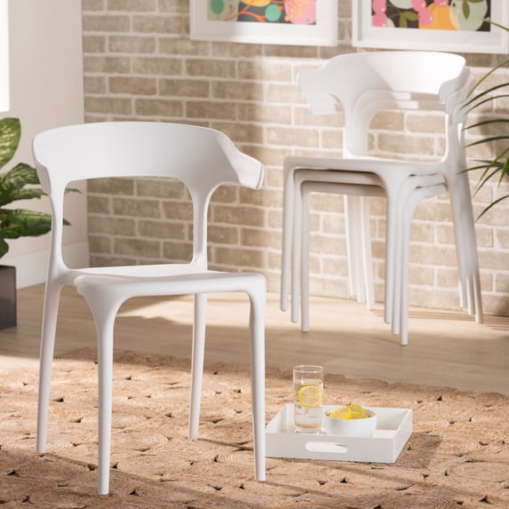 Baxton Studio Gould Dining Chair, Set of 4, White