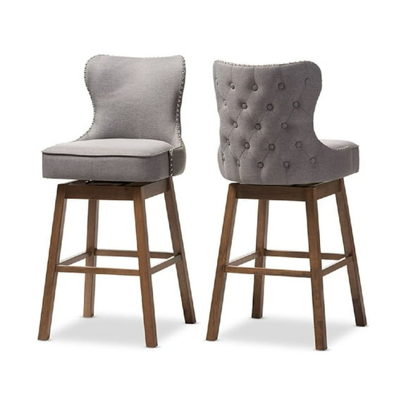 Baxton Studio Gradisca Upholstered Swivel Bar Stool - Set of 2