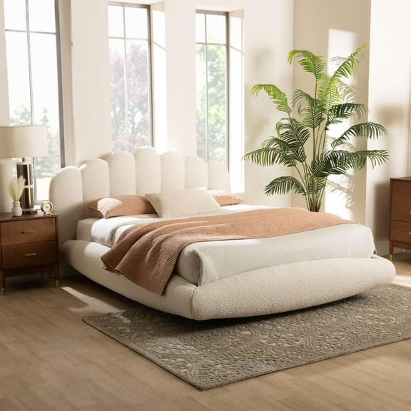 Baxton Studio Grenier Modern Floating Bed, Queen, Cream
