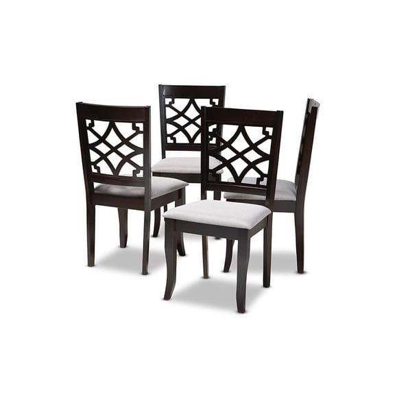 Baxton Studio Grey Fabric Upholstered Espresso Brown Finished Wood Dining Chair Set of 4