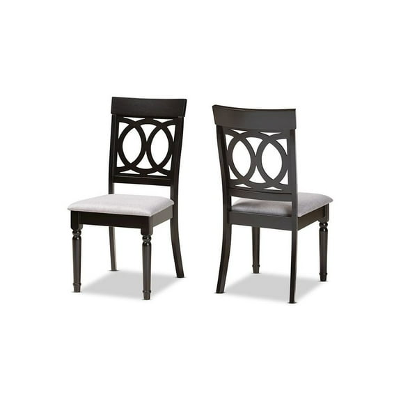 Baxton Studio Grey Upholstered and Brown Finished Wood 2-Piece Dining Chair Set