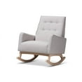 thumbnail image 1 of Baxton Studio Marlena Mid-Century Modern Greyish Beige Fabric Upholstered Whitewash Wood Rocking Chair, 1 of 9