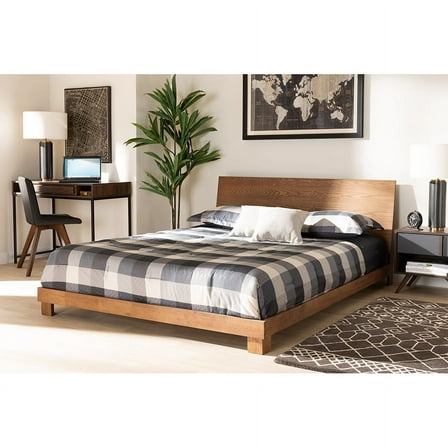 Baxton Studio Haines Modern and Contemporary Walnut Brown Finished Wood Full Size Platform Bed