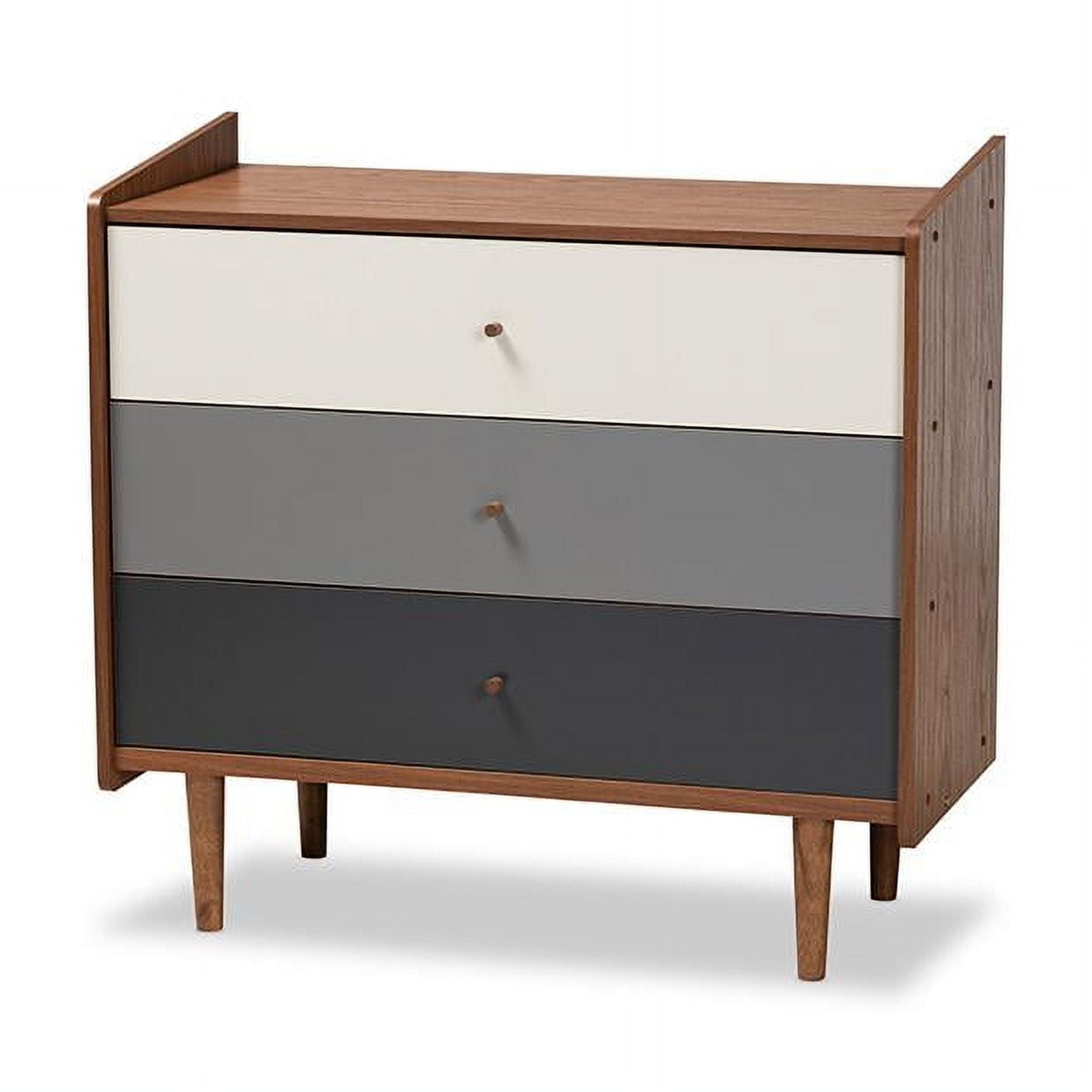 Halden Mid-Century Walnut and Gray 3-Drawer Chest