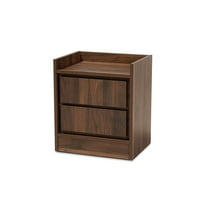 Baxton Studio Hale Modern and Contemporary Walnut Brown Finished Wood 2-Drawer Nightstand